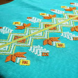 Teal Table Runner with Tatreez by Hand from Women in Palestine