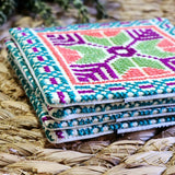 Colorful Coasters with Palestinian Tatreez | Hand Stitched Embroidery on Set of 4