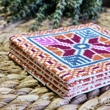 Colorful Coasters with Palestinian Tatreez | Hand Stitched Embroidery on Set of 4