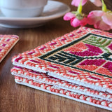 Colorful Coasters with Palestinian Tatreez | Hand Stitched Embroidery on Set of 4