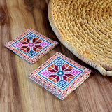 Colorful Coasters with Palestinian Tatreez | Hand Stitched Embroidery on Set of 4