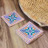 Colorful Coasters with Palestinian Tatreez | Hand Stitched Embroidery on Set of 4