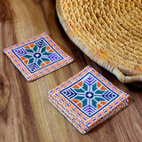 Colorful Coasters with Palestinian Tatreez | Hand Stitched Embroidery on Set of 4