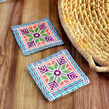 Colorful Coasters with Palestinian Tatreez | Hand Stitched Embroidery on Set of 4