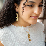 I Heart Palestine Map Shaped Brass Earring and Necklace Gift Set | Handmade Jewelry from Palestine
