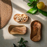 Small Olive Wood Serving Bowls - Set of 3 Wooden Tapas Dishes