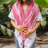 Traditional Arafat Keffiyeh from Palestinian Factory in Red on White
