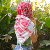 Traditional Arafat Keffiyeh from Palestinian Factory in Red on White