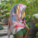 Traditional Keffiyeh from Palestinian Factory Multi Color on Light Fabric