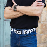 Palestinian Keffiyeh - Genuine Leather Belt with Hatta Fabric From Palestine