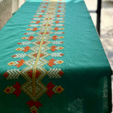 Teal Table Runner with Tatreez by Hand from Women in Palestine