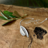 Sterling Silver Olive Leaf Necklace on Chain with Fused Leaves