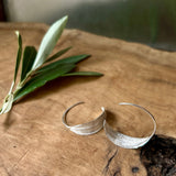 Hoop Olive Leaf Earring in Sterling Silver