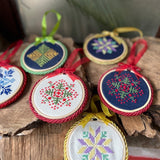 Set of 3 Surprise Palestinian Tatreez Ornaments | Hand Stitched Christmas Tree Decoration