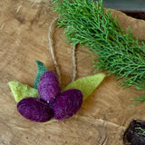 Hand Felted Wool Olives and Leaves | Handmade Christmas Tree Ornament