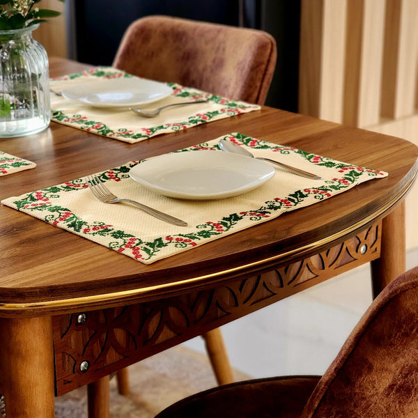 Set of 2 Palestinian Tatreez Holiday Placemats | Unique Christmas Decor from Palestine Handmade Palestine EU
