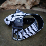 Palestinian Keffiyeh - Genuine Leather Belt with Hatta Fabric From Palestine