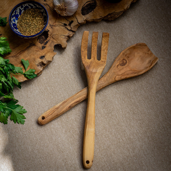 Olive Wood Salad Utensils | Hand Carved from Bethlehem