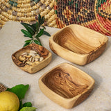 Olive Wood Square Bowls Set of 3 from Palestine | Hand Carved Dishes