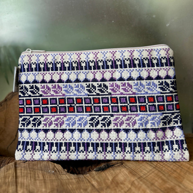 Traditional Tatreez on Large Pouch | Hand Made Palestinian Embroidery