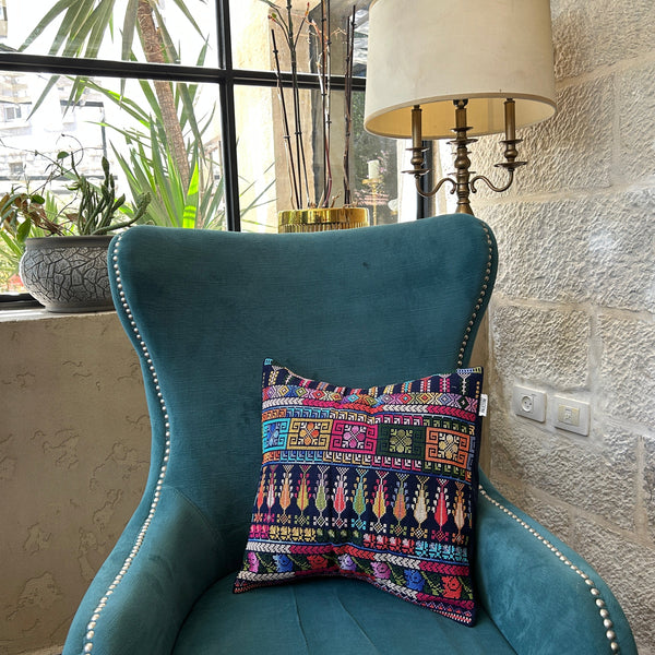 Cushion Cover Inspired by Fellaheen Thob Design | Tatreez from Palestine Handmade Palestine EU
