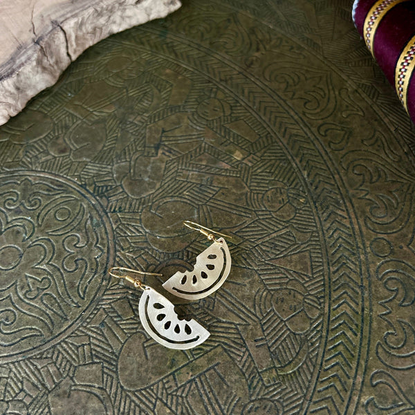 Palestinian Watermelon Brass Earrings | Handmade Jewelry from Palestine