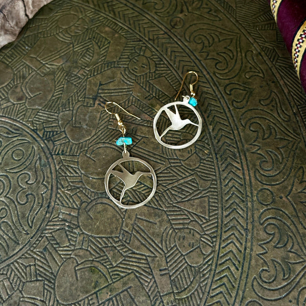 Sunbird of Palestine Outline Brass Earrings |Handmade Jewelry from Palestine