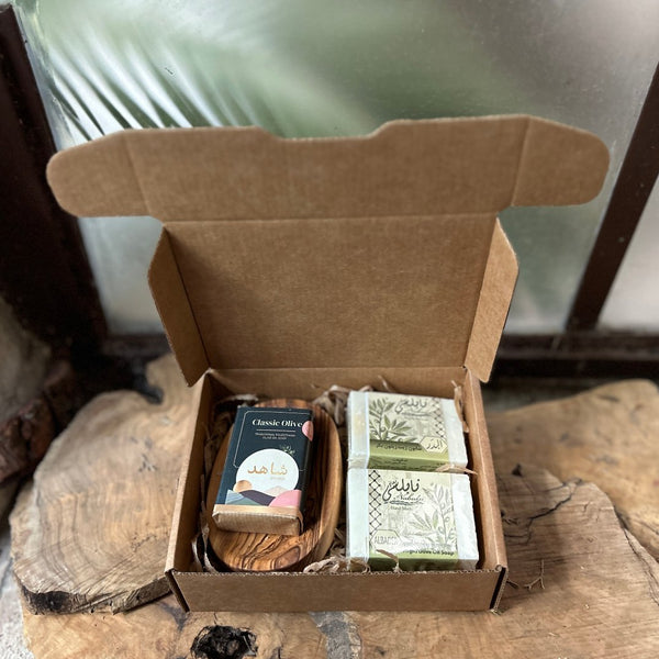 All Natural Olive Oil Soap Bundle with Olive Wood Soap Dish | Gift Set from Palestine Handmade Palestine EU