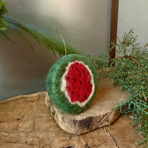 Watermelon Ornament from Hand Felted Wool | Christmas Tree Decorations from Bethlehem Handmade Palestine EU