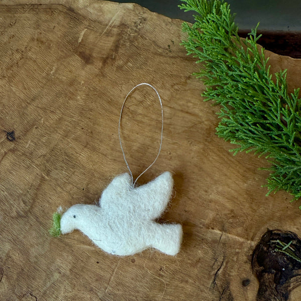 Dove of Peace Christmas Ornament Handmade Felt Handmade Palestine EU