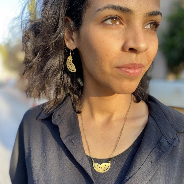 Brass Jewelry - Palestinian Watermelon Necklace & Earring Gift Set Handmade Palestine EU